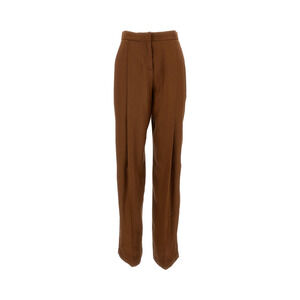 ELISABETTA FRANCHI Tailored Brown Linen-Blend Trousers